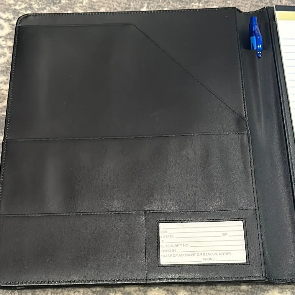 Black folder for paper pen and accessories. Legal size.